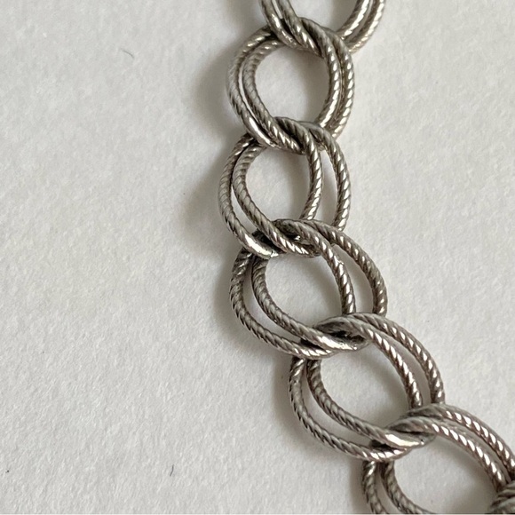 Vintage Sterling Silver Double Link Charm Bracelet - Picture 2 of 9